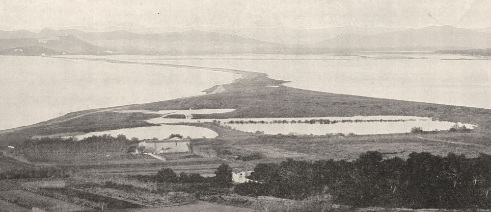 VAR. Presqu'ile de Giens et Salins D'hyères 1900 old antique print picture